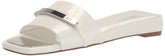 DKNY Women's Comfortable Chic Shoe Alaina Flat Sandal, White, 8